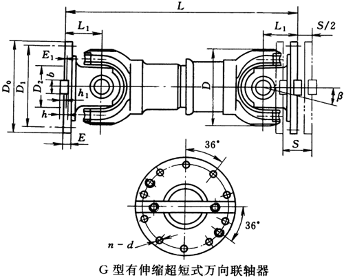 G型有伸縮超短式萬(wàn)向聯(lián)軸器(JB/T3241-91)