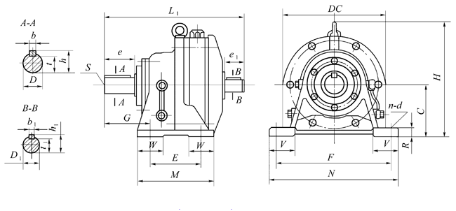 XW、XWD行星擺線針輪減速機外形及安裝尺寸
