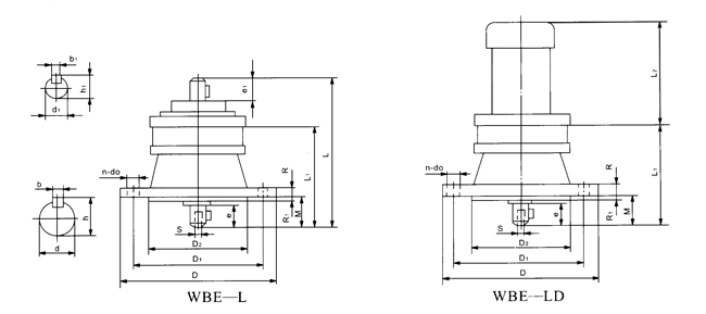 WBL、WBLD型立式單級微型擺線針輪減速機外型及安裝尺寸