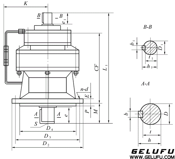 XLE、XLED擺線針輪減速機(jī)外形及安裝尺寸