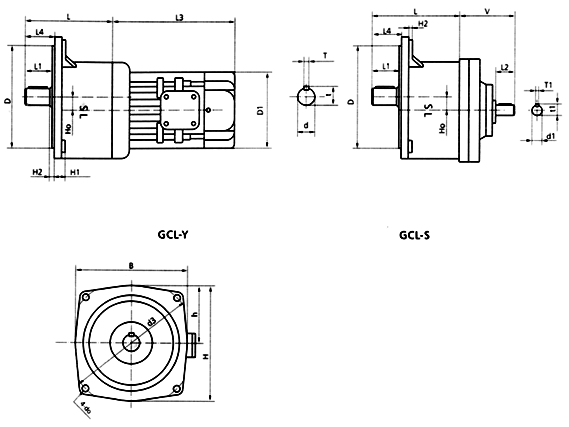 GCL18、GCL22、GCL28系列立式外型及安裝尺寸