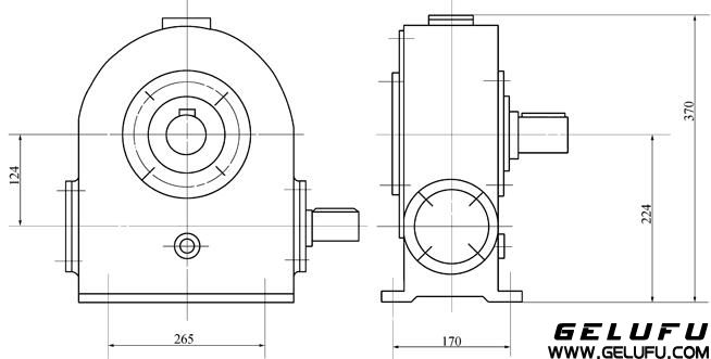 QT16A-9型塔機(jī)用蝸輪減速機(jī)外形及安裝尺寸 QT16A-9型塔機(jī)用蝸輪減速機(jī)外形及安裝尺寸