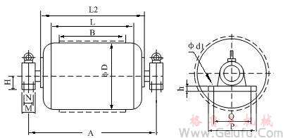 QYD型油冷式電動(dòng)滾筒安裝尺寸 QYD型油冷式電動(dòng)滾筒安裝尺寸
