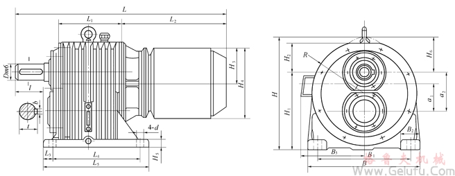 YZD、YGL、YZL、YGX、YZX輥道電機(jī)減速機(jī)主要尺寸JB/T 5562-1991