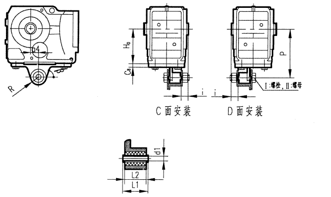 GKAT37-107型斜齒輪弧齒錐齒輪減速電機(jī)安裝結(jié)構(gòu)圖尺寸